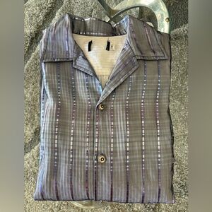 Iridescent Striped Button-Up Shirt